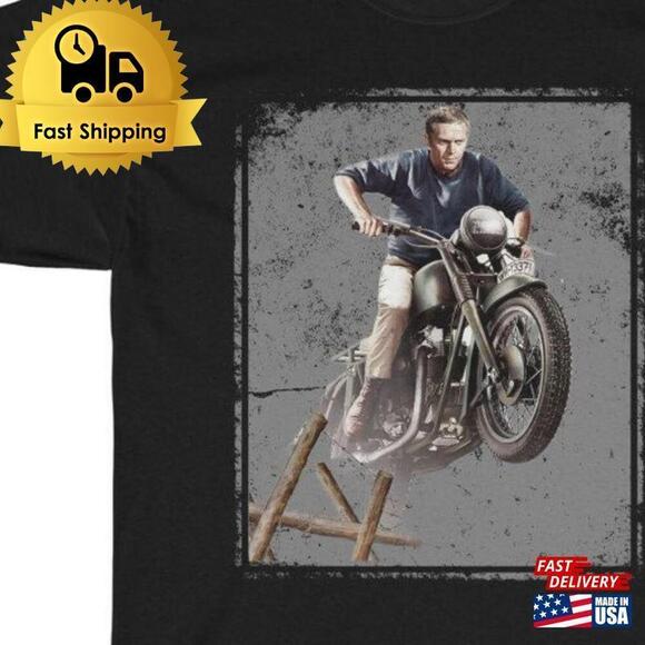 Steve Mcqueen Triumph Motorcycle T-Shirt - Picture 1 of 4